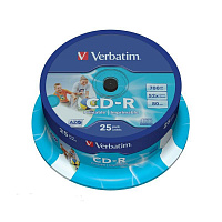 Диск CD-R Verbatim 0.7 ГБ 52x cake box 43439 (25 штук в упаковке)