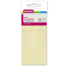 Стикеры Attache 38x51 мм пастельные желтые (3 блока по 100 листов)