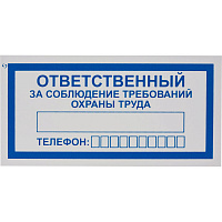 Знак безопасности Ответственный за соблюдение требований охраны труда V57 (100x200 мм, пластик, 10 штук в упаковке)