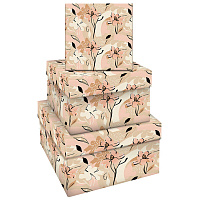 Набор квадратных коробок 3в1, MESHU "Floral mood", (19,5*19,5*11-15,5*15,5*9см)