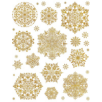 Наклейка на окно Снежинки золотые в ассортименте (30х38 см)