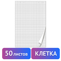 Блокнот для флипчарта BRAUBERG, 50 листов, клетка, 67,5х98 см, 80 г/м2, 128647