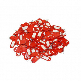 Бирки для ключей пластиковые красные (100 штук в упаковке)