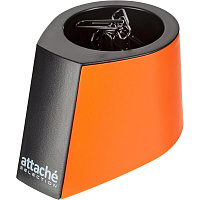 Скрепочница Attache Selection магнитная пластиковая круглая оранжевая с 50 скрепками 28 мм