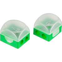 Точилка для карандашей Attache пластиковая с контейнером зеленая (2 штуки в упаковке)