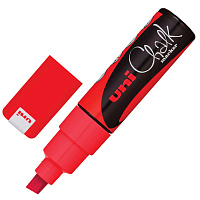 Маркер меловой UNI "Chalk", 8 мм, КРАСНЫЙ, влагостираемый, для гладких поверхностей, PWE-8K RED