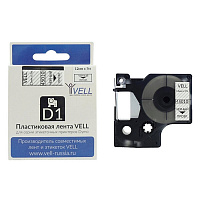 Картридж Vell VL-D-S0720500/45010 для принтера этикеток Dymo (12 мм x 7 м, цвет ленты прозрачный, шрифт черный)