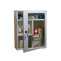 Аптечка металлическая Klesto G45/2 со стеклянной дверцей (без наполнения, 360x150x450 мм)
