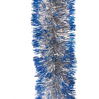 Мишура 1 штука, диаметр 70 мм, длина 2 м, серебро с синими кончиками, 71734