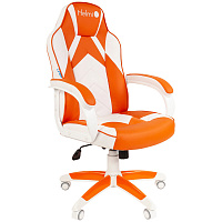 Кресло игровое Helmi HL-S17 "Arrow", экокожа, белая/оранжевая, механизм качания