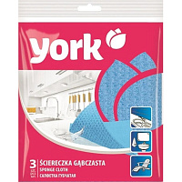 Салфетки хозяйственные губчатые York целлюлоза 17.5x15.5 см 590 г/кв.м 3 штуки в упаковке