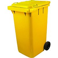 Контейнер-бак мусорный 240 л пластиковый на 2-х колесах с крышкой желтый
