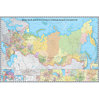 Карта железных дорог России и сопредельных государств настенная АГТ Геоцентр 1:3.64 млн (2340x1560 мм)
