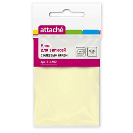 Стикеры Attache 76x51 мм пастельные желтые (1 блок, 100 листов)