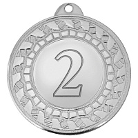 Медаль призовая 2 место железная серебристая (диаметр 4.5 см)