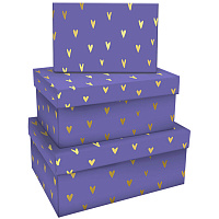 Набор прямоугольных коробок 3в1, MESHU "Hearts of gold", (19*12*7,5-15*10*5см)