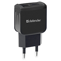 Зарядное устройство сетевое Defender UPC-21, 2*USB, 2.1А output, пакет, кабель microUSB в комплекте, черный