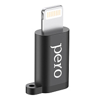 Адаптер PERO AD01 LIGHTNING TO MICRO USB, черный