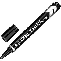 Маркер перманентный Deli Think черный (толщина линии 1.5-3 мм) круглый наконечник
