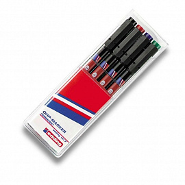 Набор маркеров Edding E-141 F/4 для глянцевых поверхностей и пленок 4 цвета (0.6 мм)