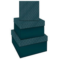 Набор квадратных коробок 3в1, MESHU "Emerald style. Top.", (19,5*19,5*11-15,5*15,5*9см)