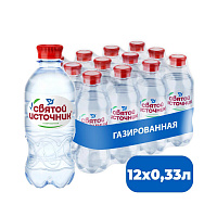 Вода питьевая Святой Источник газированная 0.33 л (12 штук в упаковке)