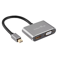 Кабель Mini DisplayPort - HDMI - VGA, M/F/F, 4K 30Hz, серый, Telecom,TA6080