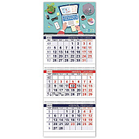 Календарь квартальный с бегунком 2023 г., 3 блока, 3 гребня, ОФИС, "Мой офис", HATBER, 3Кв3гр3_27847