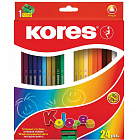 Карандаши цветные Kores 24 цвета трехгранные с точилкой