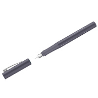 Ручка перьевая Faber-Castell "Grip 2010" синяя, F=0,6мм, трехгран., бархатный серый корпус