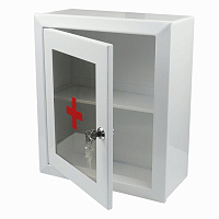 Шкафчик-аптечка металлический, навесной, 1 полка, ключевой замок, стекло, 330x280x140 мм