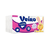 Салфетки бумажные Veiro 24x24 см белые 1-слойные 200 штук в упаковке
