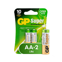 Батарейка АА пальчиковая GP Super (2 штуки в упаковке)