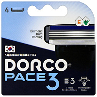 Сменные кассеты для бритья Dorco Pace3 (4 штуки в упаковке)