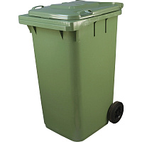 Контейнер-бак мусорный 240 л пластиковый на 2-х колесах с крышкой зеленый