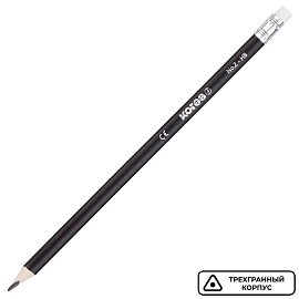 Набор чернографитных карандашей HB с ластиком Kores заточенные трехгранные (72 штуки в упаковке)