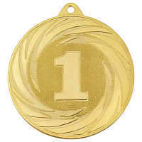 Медаль призовая 1 место железная золотистая (диаметр 7 см)