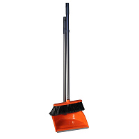Комплект для уборки Ленивка складной (щетка для пола и совок на длинной ручке) оранжевый