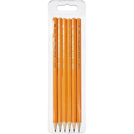 Набор чернографитных карандашей (HB, H, B, 2H, 2B) Koh-I-Noor 1696 заточенные шестигранные (6 штук в упаковке)