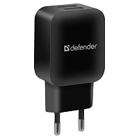 Зарядное устройство сетевое Defender EPA-13, 2*USB, 2.1А output, пакет, черный