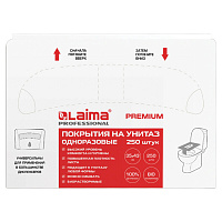 Покрытия на унитаз LAIMA (Система V1), PREMIUM, 1/2 сложения, КОМПЛЕКТ 250 шт., 35х43 см, ТУРЦИЯ, 126099