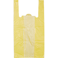 Пакет-майка Знак качества ПНД 18 мкм желтый (30+14x57 см, 100 штук в упаковке)