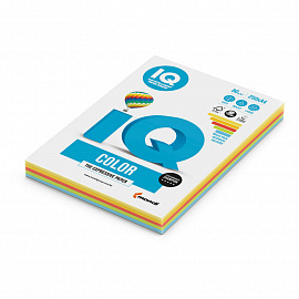 Бумага цветная для печати IQ Color 5 цветов интенсив RB02 (А4, 80 г/кв.м, 250 листов)