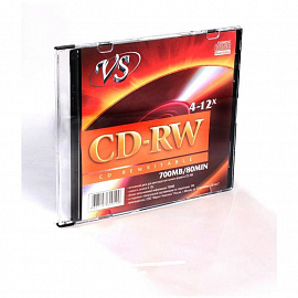 Диск CD-RW VS 0.7 ГБ 4x -12x slim box VSCDRWSL501 (5 штук в упаковке)