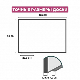 Доска магнитно-маркерная 90x120 см лаковое покрытие аллюминиевая рама Attache Premium