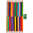Карандаши цветные Kores Duo 24 цвета (двусторонние) трехгранные с точилкой Фото 0