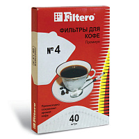Фильтр FILTERO ПРЕМИУМ № 4 для кофеварок, бумажный, отбеленный, 40 штук, № 4/40, №4/40