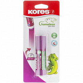 Клей-карандаш Kores Chameleon 15 г цветной (исчезающий цвет, в блистере, производство Чехия)