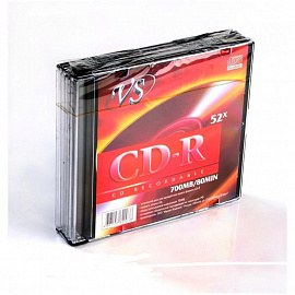 Диск CD-R VS 0.7 ГБ 52x slim box VSCDRSL501 (5 штук в упаковке)
