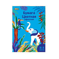 Бумага цветная №1 School Живая природа (А4, 8 листов, 8 цветов, офсетная)